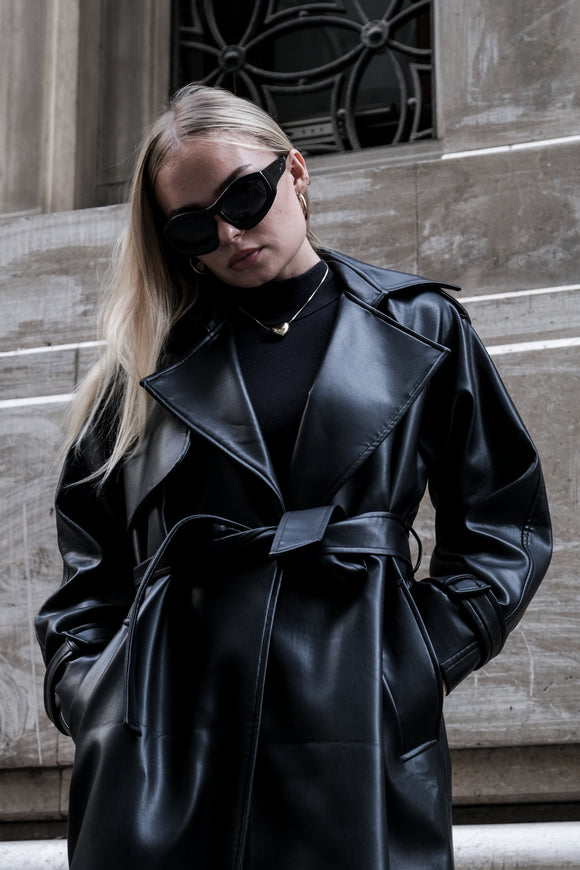 FAYE PLEATHER TRENCH
