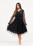 GRACE SEQUIN FRINGE MIDI