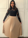 HUDAA PLEATED MIDI SKIRT