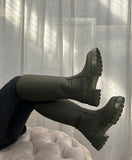 OLIVE KNEE LENGTH BOOTS