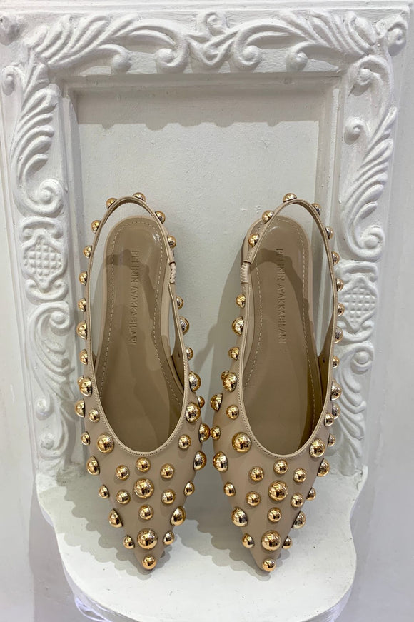EVE STUDDED SLING BACK FLATS