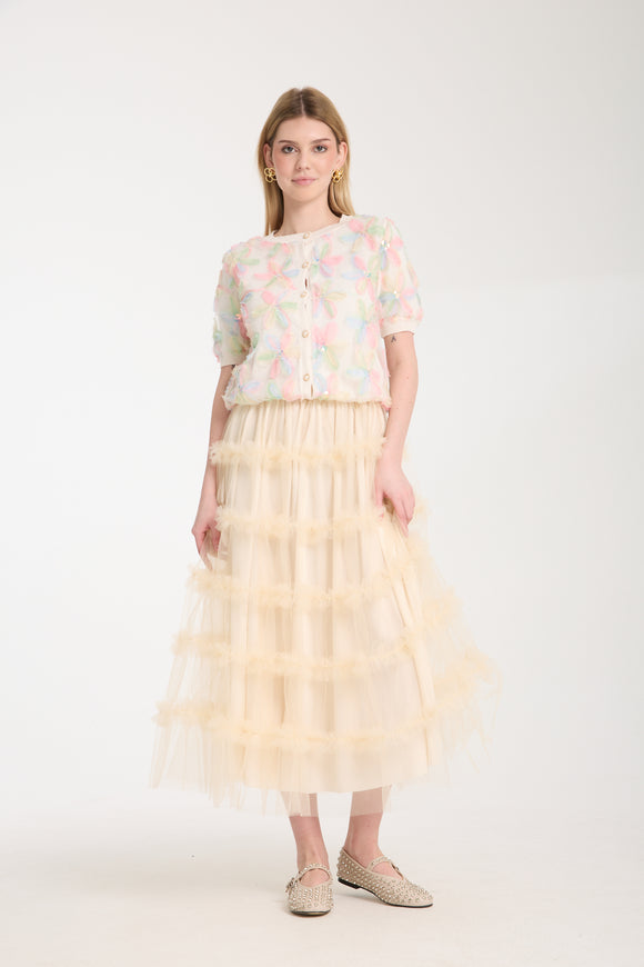 Mirah Tulle Skirt -Stone